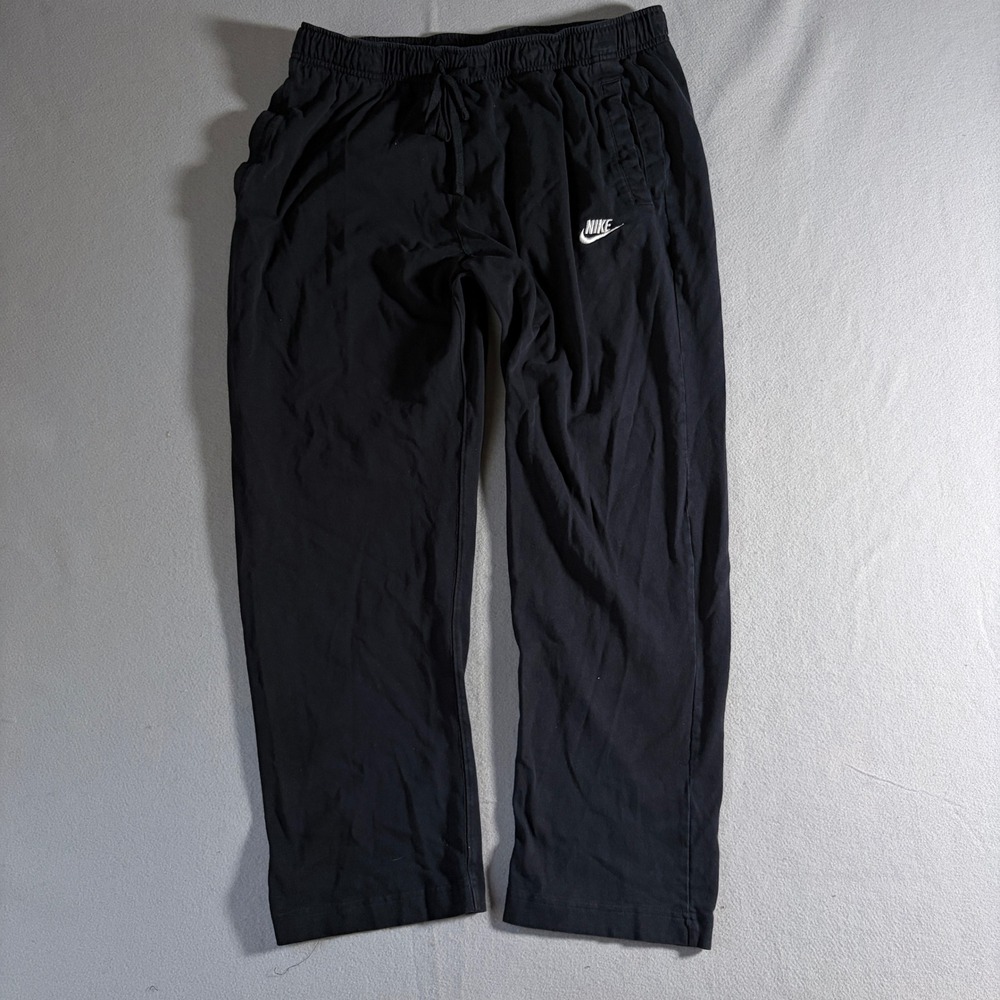 Nike Mens Sportswear Jersey Open Hem Pants Black‎ XL Drawstring Pockets
